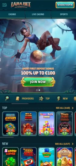 Larabet Casino Mobile Expereience Home