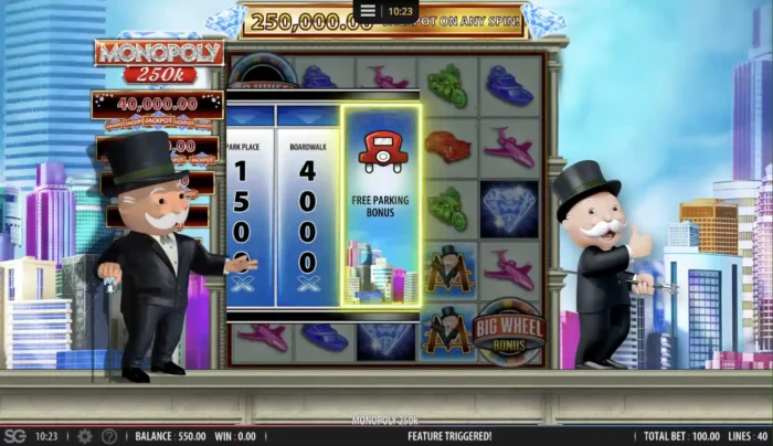Monopoly 250k Bally Slot Bonus Game Start
