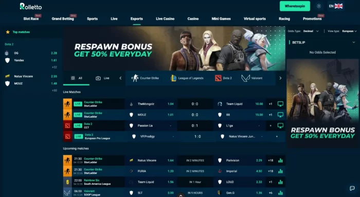 Rolletto Casino Esports