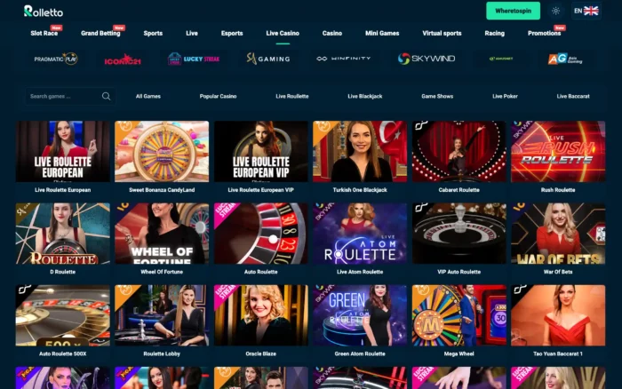 Rolletto Casino Live Casino