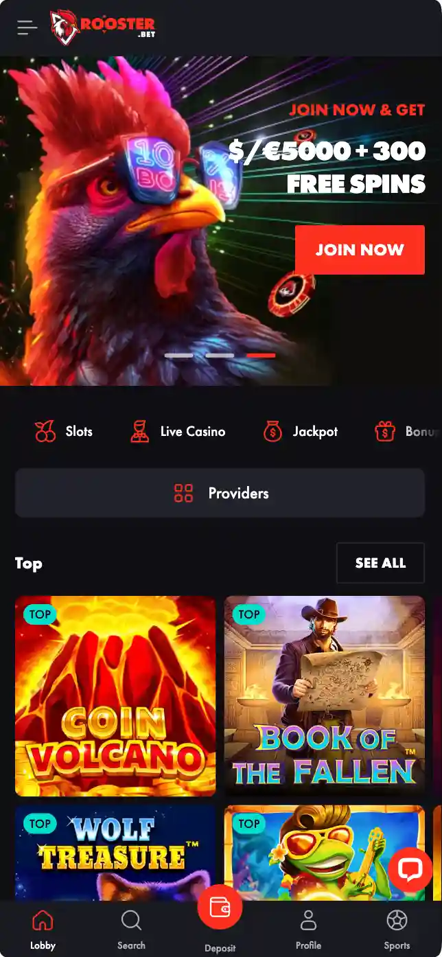 Rooster Bet Mobile Experience