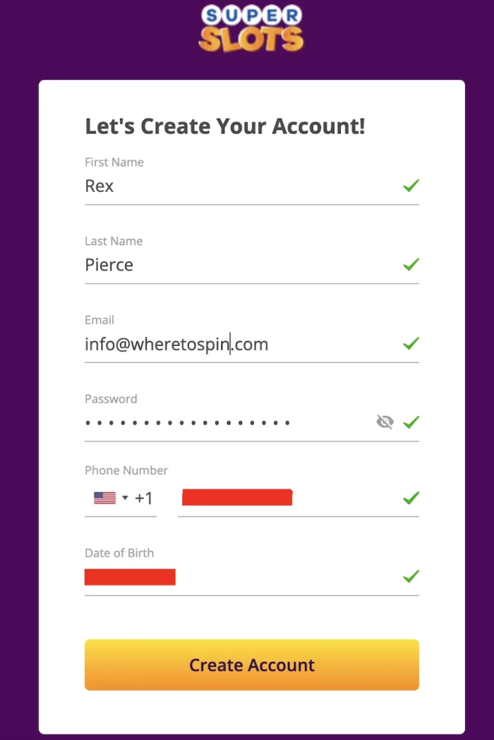 Superslots Casino Registration