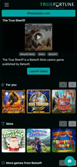 True Fortune Casino Mobile Experience