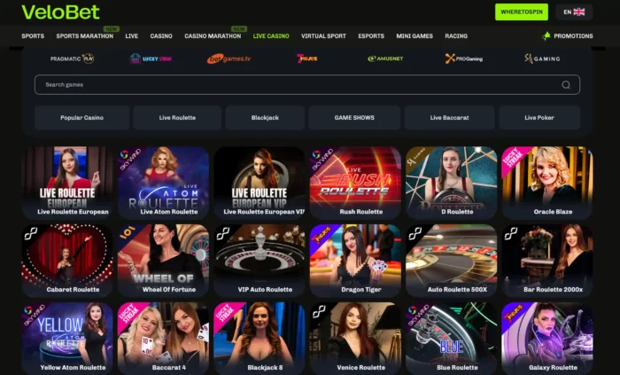 Velobet Casino Live Casino