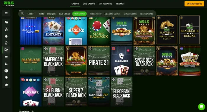 Wild Casino Table Games