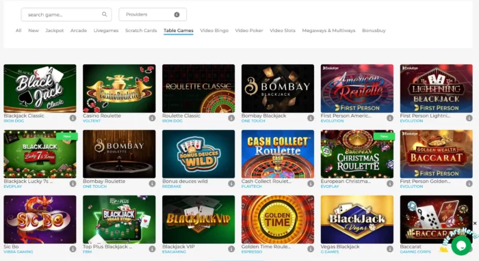 Wolfy Casino Table Games